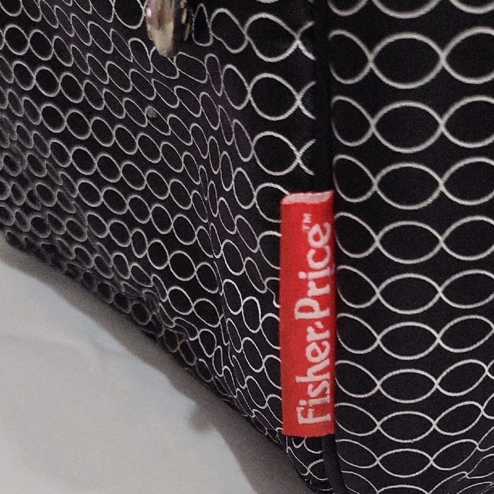 Fisher-Price Black & White Circle Print Bag with Red Logo Tab - Picture 2 of 8
